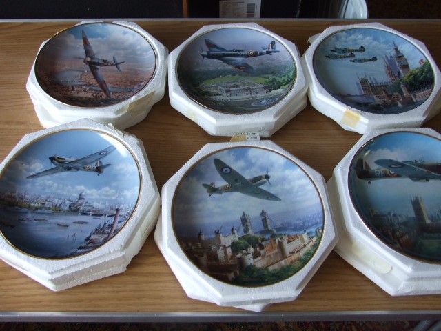 6 Franklin Mint RAF WW2 Fighter Aircraft Plates with certificates