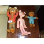 3 Vintage Rubber Figures