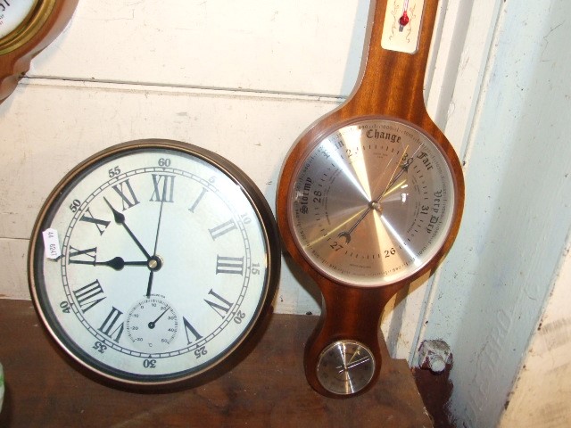 Modern barometer & repro ships clock - Image 3 of 3