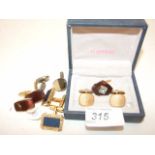 4 PAIRS OF 1970'S CUFFLINKS AND TIE PIN