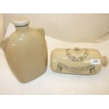 ANTIQUE LAMBETH IMPROVED FOOTWARMER WITH LARGE STONEWARE BOTTLE