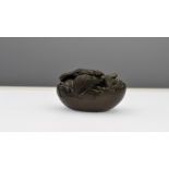"BRONZE" COLOURED METAL EGG ORNAMENT PAPERWEIGHT? WITH HATCHING DUCK?