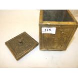 BRASS BOUND TEA CADDY TIN LINED?