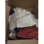 4 Boxes Net Curtains , Towels , Bedding etc etc ( house clearance )