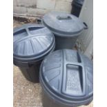 3 Plastic Dustbins