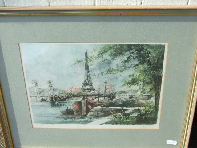 FRAMED PRINT OF PARIS (SIGNED) AND COLOUR WASH OF GEESE SIGNED DO**P - Image 2 of 3