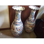 PAIR OF LARGE SATSUMA? VASES A/F 93cm TALL