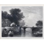 After Sir A.W. Calcott ''The Wooden Bridge'' engraved by J.C. Bentley framed and mounted 46cm x