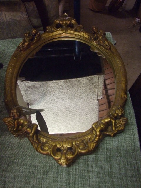 Gilt Framed Mirror with Cherubs 27 x 18 inches