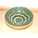 Holkham Pottery Green Design Bowl 9 1/2 x 3 1/2 inches ( chipped ) & one other