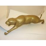 LARGE HOLLOW BRASS STALKING PANTHER 85CM LONG NOSE TO TIP OF TAIL