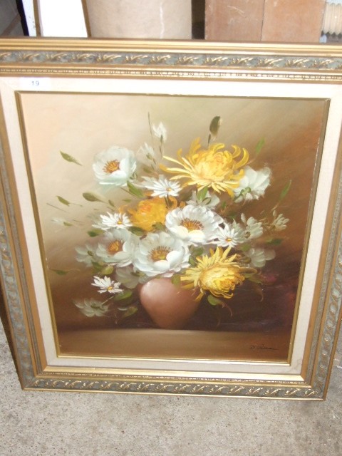 D Pelham Oil on Canvas flowers