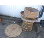 VINTAGE WICKER WINE CARRIER? WITH TRAY, WICKER TABLE ETC