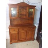 Pine Dresser with Lead Glazed Doors 78 inches tall 52 1/2 wide