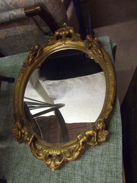 Gilt Framed Mirror with Cherubs 27 x 18 inches - Image 3 of 3