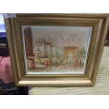 Oil on board Parisian Scene signed M Church 9 1/2 x 8 inches