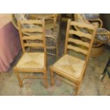 Pair of Modern Hardwood Ladder Back Rush Seat Chairs