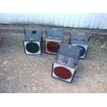 4 VINTAGE QUASAR "DISCO" LIGHTS COLOURED FILTERED, SOLD AS DECORATIVE PIECES