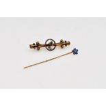 9ct. gold brooch & 9ct. gold pin