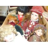 COLLECTION OF PORCELAIN HEADED DOLLS