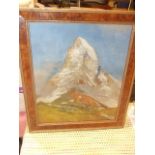 Francois Marc Eugene Gos ( 1880 - 1975 ) The Matterhorn Oil on board unsigned inscribed verso 13 1/2