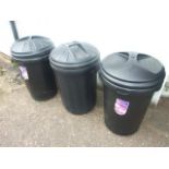 3 Plastic Dustbins ( 80 litre )