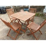 Hardwood Folding Garden Table 80 x 80 cm 72 tall & 4 Folding Chairs
