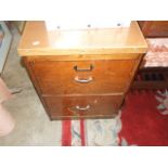 Vintage 2 Drawer Wooden Filing Cabinet 20 1/2 inches wide 29 tall & 26 deep