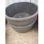 2 Plastic Half Barrel Planters