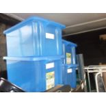 19 Assorted Plastic Crates various sizes ( 10 with lids )