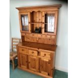 Pine Dresser with lead glazed doors