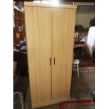 Modern 2 Door Wardrobe on castors 32 inches wide 74 tall