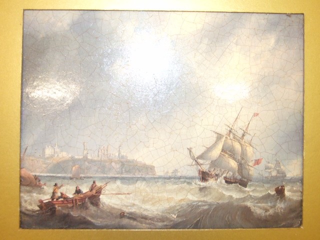 PICTURE OF A SHIP IN ROUGH SEAS IN AN ORNATE GILT FRAME 40CM X 35CM - Image 2 of 3