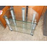 Clear glass 3 tier tv stand