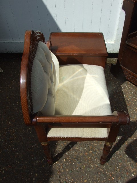 Mahogany Telephone Seat ( for reupholstory ) 3 ft wide - Image 4 of 4