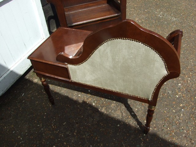 Mahogany Telephone Seat ( for reupholstory ) 3 ft wide - Image 3 of 4