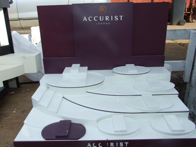 LARGE ACCURIST METAL AND WOOD DISPLAY STAND