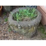 Round Concrete Log Planter