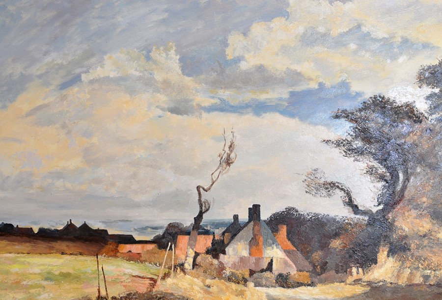 In the manner of Edward Seago, oil on board entitled "Cloud Shaddow, Norfolk" by Henry Skipp 1997