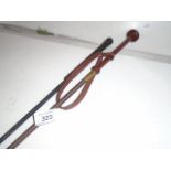 2 LEATHER CROP WHIPS TO INCLUDE COACHING AND LUNGING