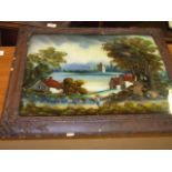 Carved Oak Frame 26 x 29 inches & 2 Ornate frames 21 x 17 1/2 inches one with picture on glass (