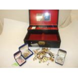 QUANTITY OF COSTUME JEWELLERY WITH JEWELLERY BOX