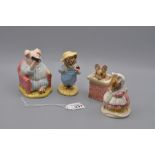 Beswick Beatrix Potter Figurines 'The old woman who lived in a shoe knitting' (BP3c), 'Little Pig