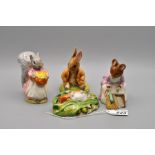 Beswick Beatrix Potter Figurines 'Hunca Munca Sweeping' (BP3b), 'Goody Tiptoes' (BP3a), 'Timmy