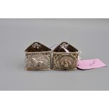 A pair of Siam silver napkin triangular rings, 59 grams