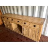 Victorian Pine Dresser Base ( from a country estate) 7 ft wide 32 inches tall 19 deep