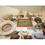 TRAY OF ASSORTED MODEL AIRCRAFT AND AIRCRAFT MEMORABILIA