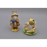 Beswick Beatrix Potter figurine 'Amiable Guinea Pig' (BP2a) and 'Mr Jeremy Fisher' (BP1a - gold