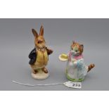 Beswick Beatrix Potter figurines 'Ribby' (BP2a) and 'Mr Benjamin Bunny' (BP3a - first version),