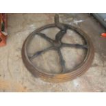 Decorative Cast Iron Stepped Pulley Wheel 27 1/2 inches wide